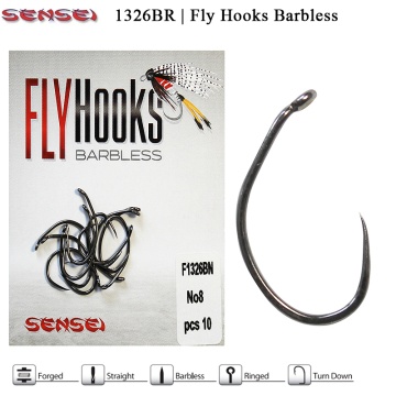 Sensei F1326BR | Fly Hook  Barbless | Куки за мухарски риболов