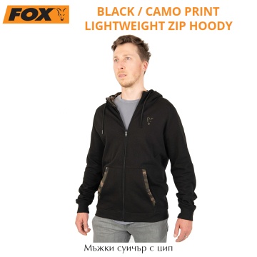 Fox LW Black/Camo Print Zip Hoody 