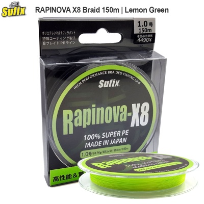 Sufix RAPINOVA X8 Lemon Green | Braid 150m