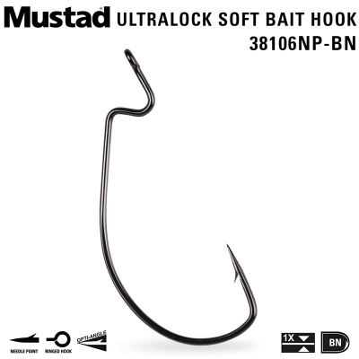 Mustad Ultra Lock 38106NP-BN | Soft Bait Hook
