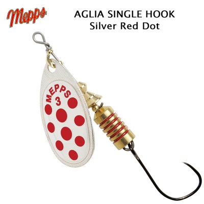 Mepps Aglia Single Hook | Silver Red Dot