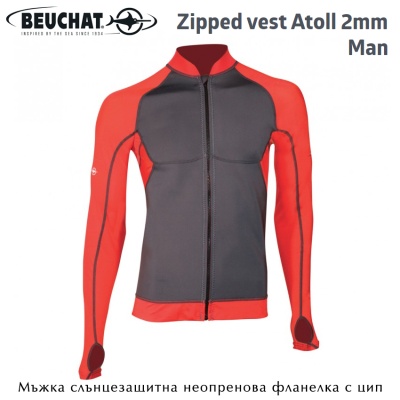 Beuchat Zipped vest ATOLL Man 2mm | Snorkeling UV protection