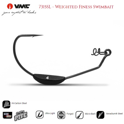 VMC 7315 SL Weighted Finess Swimbait | Hooks