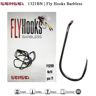 Sensei F1321BN | Fly Hook  Barbless | Куки за мухарски риболов
