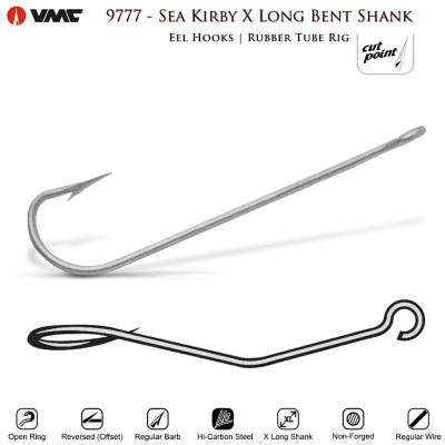 VMC 9777 Sea Kirby X Long Bent Shank | Eel Hooks
