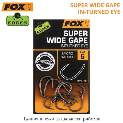 Fox Edges Super Wide Gape In-Turned Eye Hooks