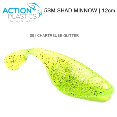 Action Plastics Shad Minnow 5SM | 051 Chartreuse Glitter