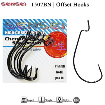 Офсетные крючки Sensei F1507BN | Крючки для мягких приманок