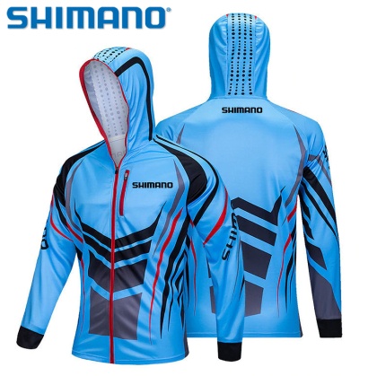 Shimano Anti-UV Hooded Long Sleeve Shirt BLUE