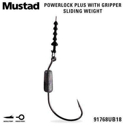 Mustad 91768UB18 Power Lock Plus with Gripper and Sliding Weight