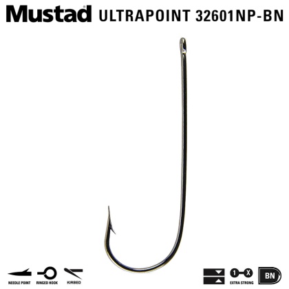 Mustad 32601NP-BN Aberdeen UltraPoint | Чапразени куки за лефер и чернокоп