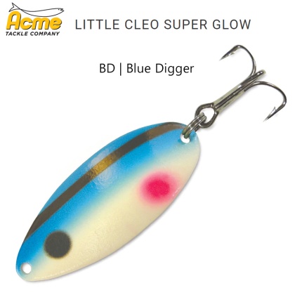 Acme Little Cleo Super Glow Spinning Spoon | Color BD | Blue Digger