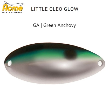 Acme Little Cleo Glow Spinning Spoon | Color GNA | Glow Green Anchovy