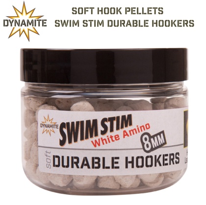 Меки пелети Dynamite Baits Swim Stim Durable Hookers | Soft Hook Pellets 8mm | White Amino