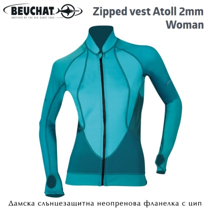 Дамска слънцезащитна неопренова фланелка с цип Beuchat Zipped vest ATOLL Woman 2mm