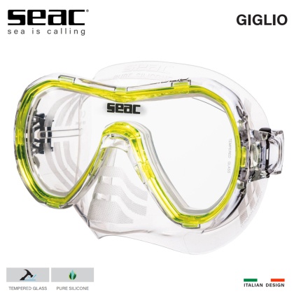 Seac Sub Giglio Snorkeling Silicone Mask | Clear skirt | Yellow frame | 75-47Y/SKL