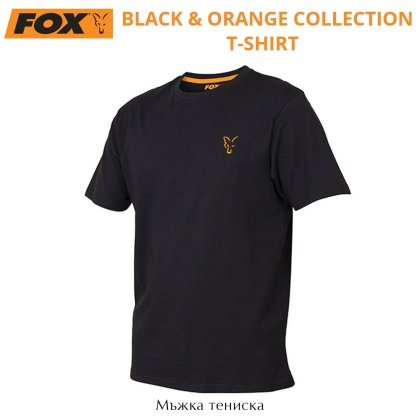 Мъжка тениска Fox Collection Black/Orange T-Shirt