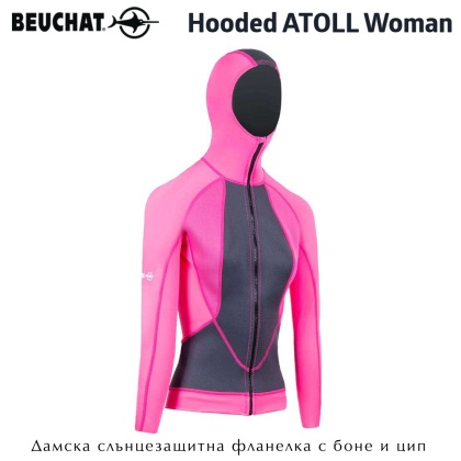 Beuchat Hooded ATOLL Woman | Слънцезащитна фланелка с боне и цип | Неопрен + Ликра