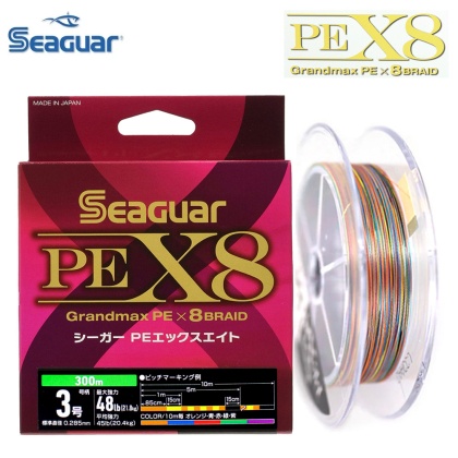 Seaguar PE X8 Grandmax 300m 300m | Multicolor Braided Line