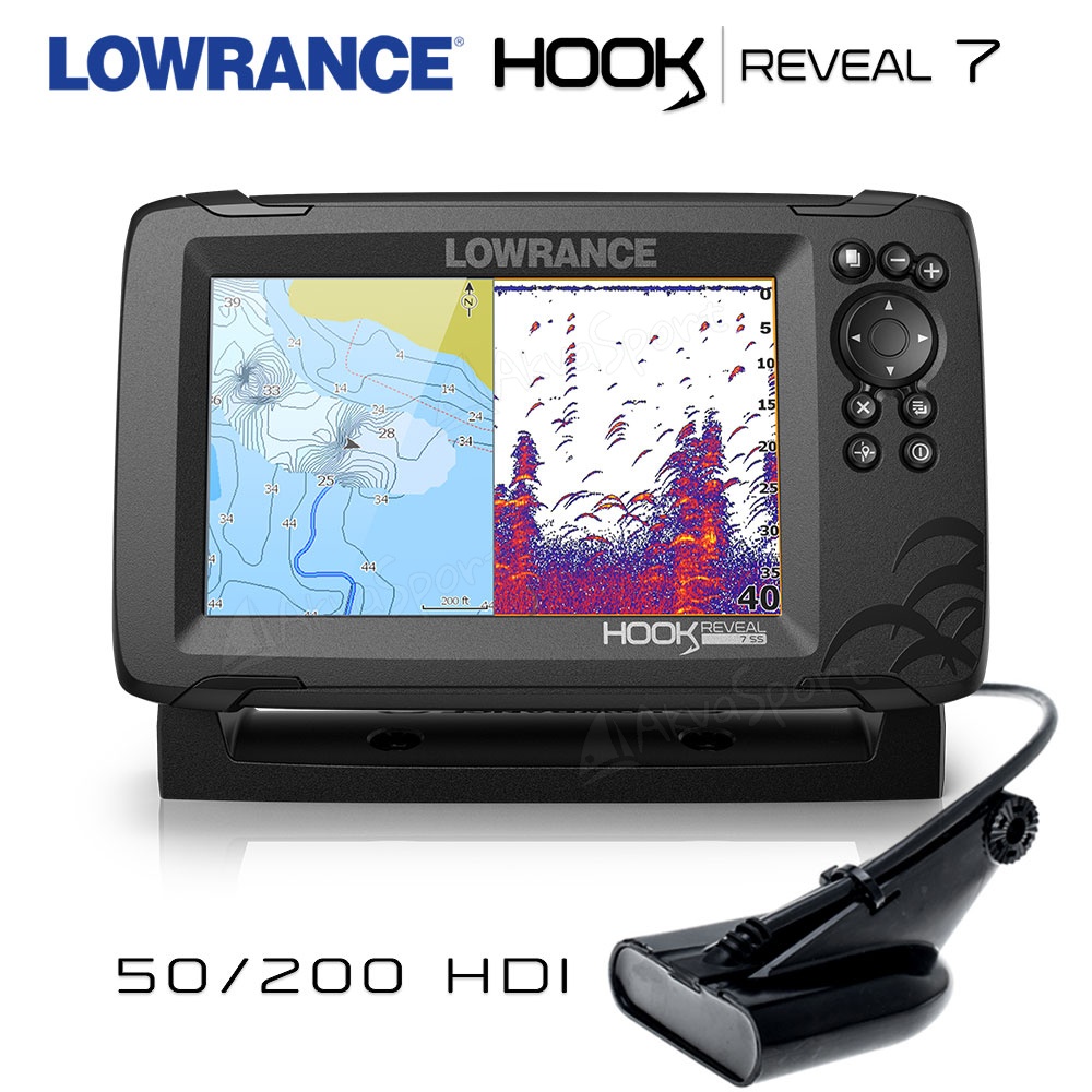 Сонар Lowrance Hook REVEAL 7, Сонда 50/200 HDI
