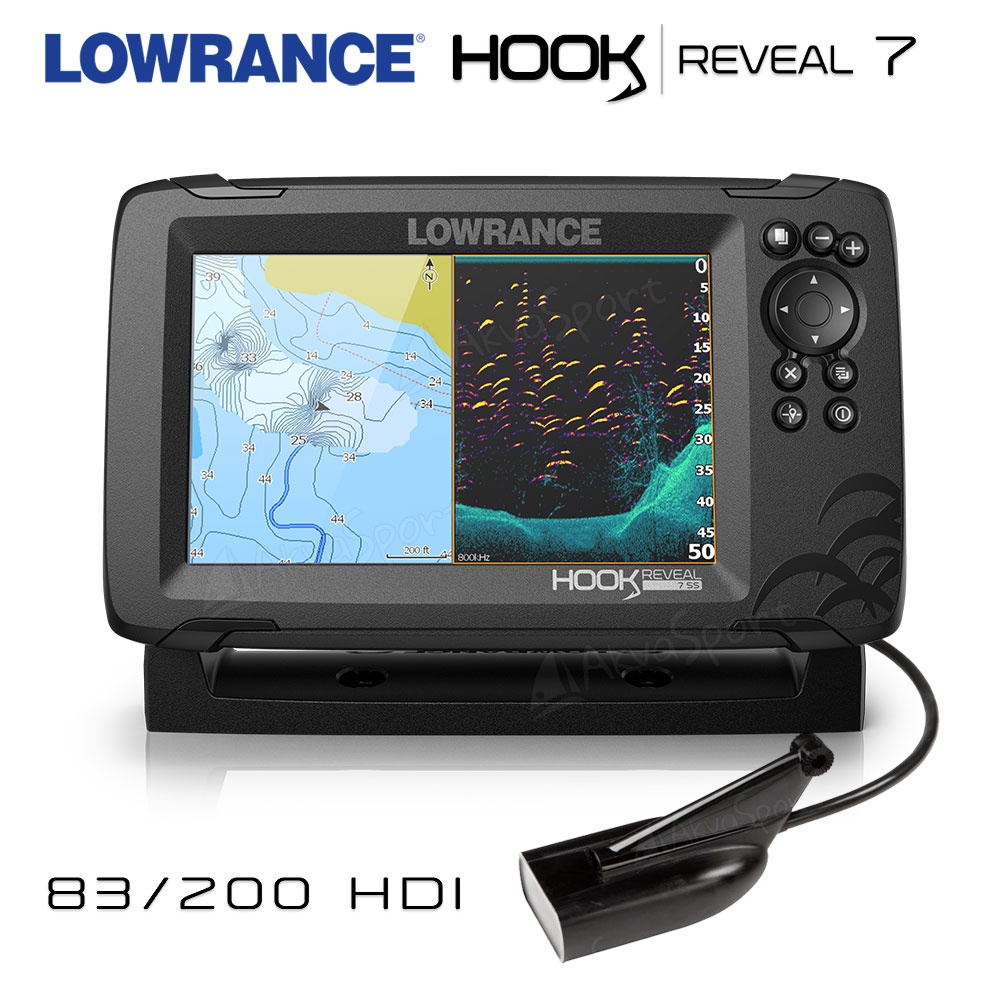 Сонар Lowrance Hook REVEAL 7, Сонда 83/200 HDI