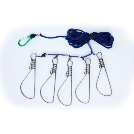 Chain Stringer Fish Lock Snaps Holder Line with 5 Hooks