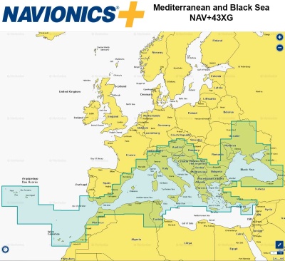 Navionics+ 43XG | Навигационна карта на Средиземно и Черно море