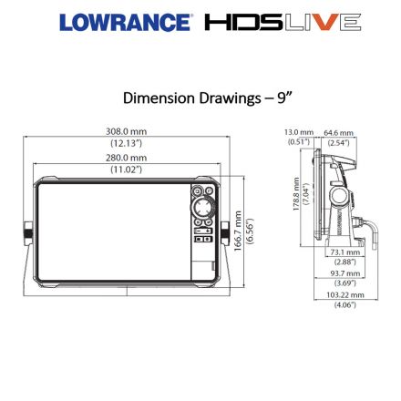 Lowrance HDS 9 LIVE размери