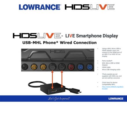 Lowrance HDS LIVE USB-MHL кабелна връзка с телефон