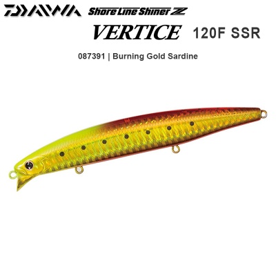 Daiwa Shoreline Shiner Z Vertice 120F-SSR | 087391 | Burning Gold Sardine