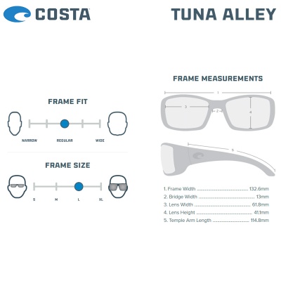 Слънчеви очила Costa Tuna Alley | Размери