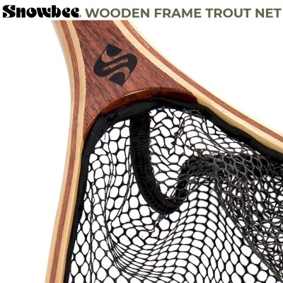 Snowbee Wooden Frame Hand Trout Net With Rubber Mesh 15071 15072