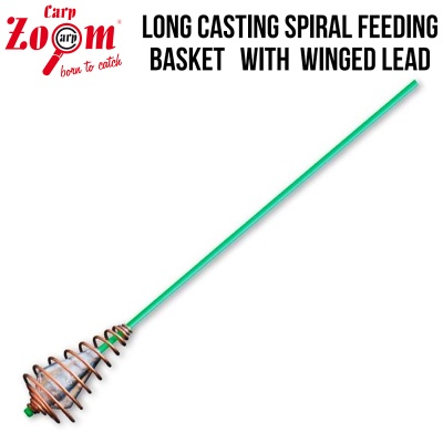 Carp Zoom Long Casting Spiral Feeding Basket With Winged Lead