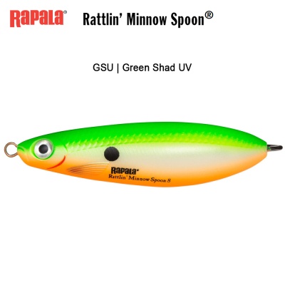 Rapala Rattlin Minnow Spoon | GSU Green Shad UV | Воблер
