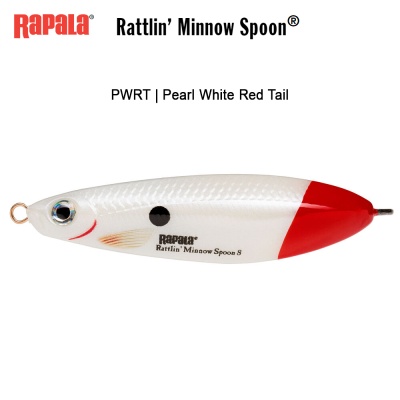 Rapala Rattlin Minnow Spoon | PWRT Pearl White Red Tail | Воблер
