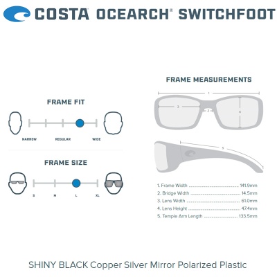 Costa Switchfoot | Размери
