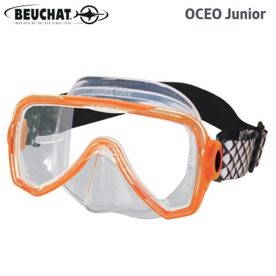 Snorkeling Mask Beuchat Oceo Junior Orange Frame Elastic Strap
