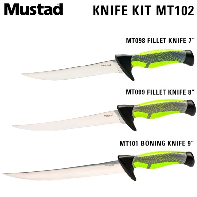 Комплект ножове с точило Mustad Knife Kit MT102 | Ножове MT098, MT099, MT101