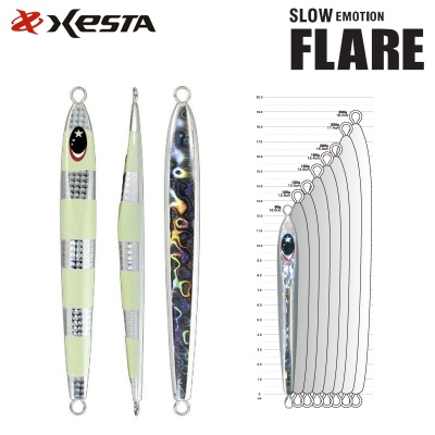 Xesta Slow Emotion FLARE Jig | Shape and Size Chart