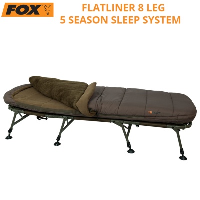 Fox Flatliner 8 Leg 5 Season Sleep System | CBC093 | Bedchair with Sleeping Bag for the coldest of conditions