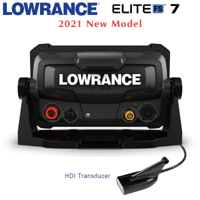 Lowrance Elite-7 FS with HDI Transducer | Rear View