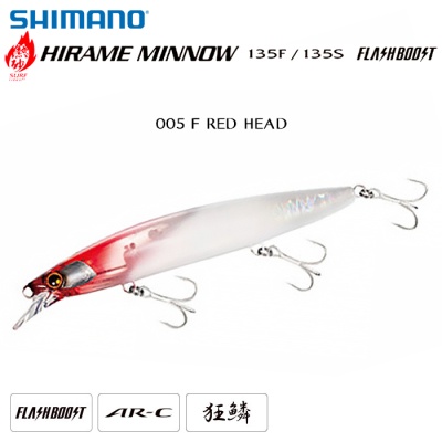 Shimano Hirame Minnow 135S Flash Boost | 005 F RED HEAD