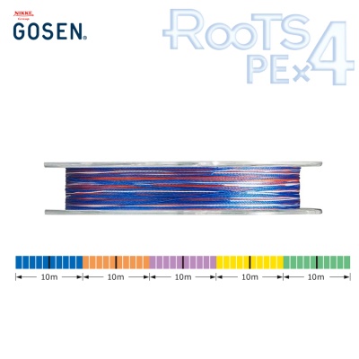 Gosen ROOTS PE X4 | 200m Multicolor Multipurpose Braided Line