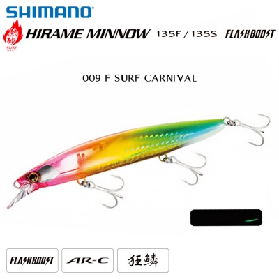 Shimano Hirame Minnow 135S Flash Boost | 009 F SURF CARNIVAL