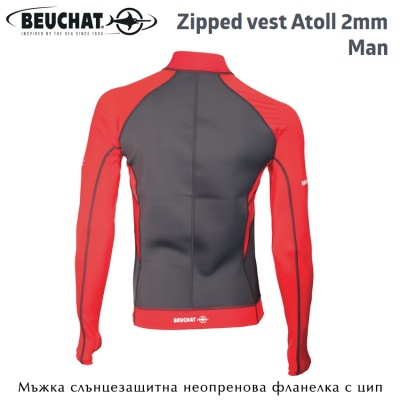 Мъжка слънцезащитна неопренова фланелка с цип Beuchat Zipped vest ATOLL Man 2mm