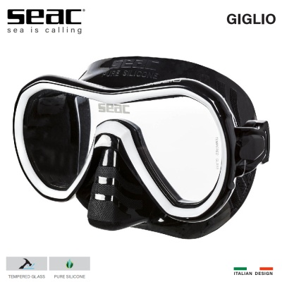 Seac Sub Giglio Snorkeling Silicone Mask | Black skirt | White frame | 75-47NW/SBL