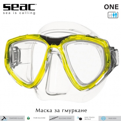 Seac Sub One | Diving Mask | Clear skirt & Yellow Frame