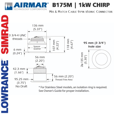 Airmar B175M + кабель M&M | Датчик 1 kW + кабель