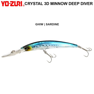  Yo-zuri Crystal 3D Minnow Deep Diver  150F | F1154-GHIW | Sardine
