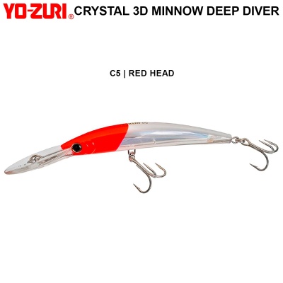  Yo-zuri Crystal 3D Minnow Deep Diver  150F | F1154-C5 | Red Head
